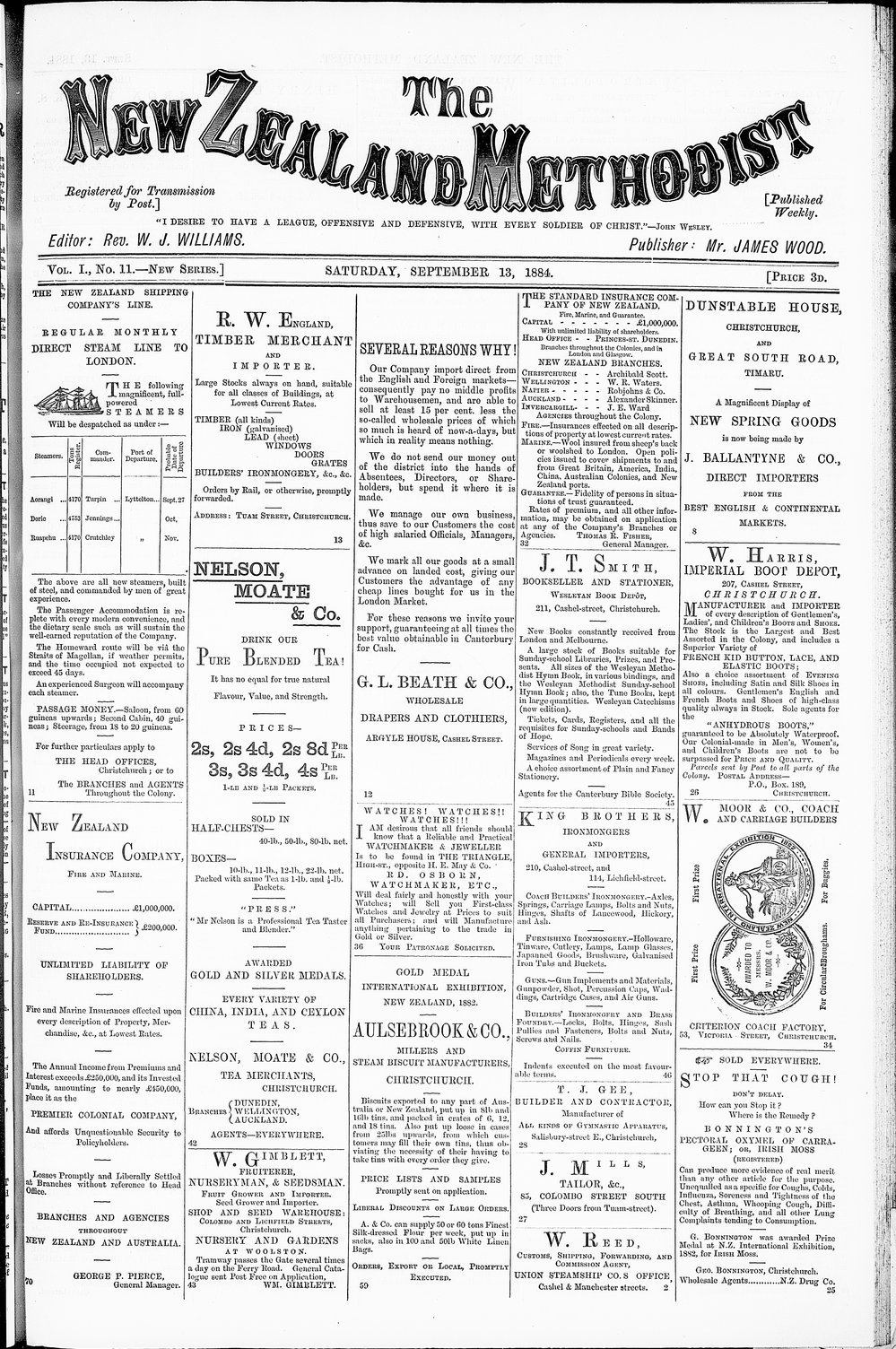 The New Zealand Methodist Times: 13th September 1884