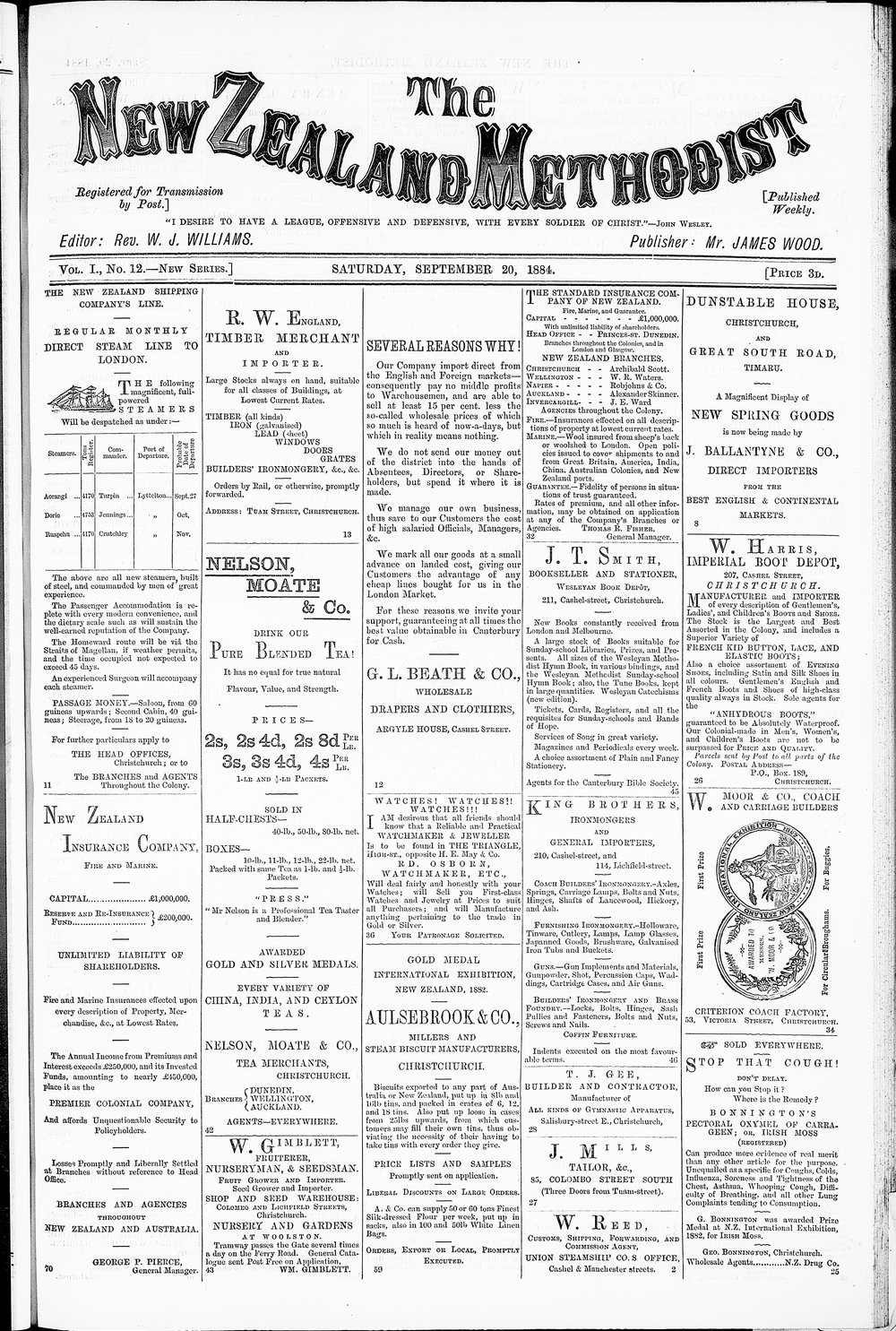 The New Zealand Methodist Times: 20th September 1884