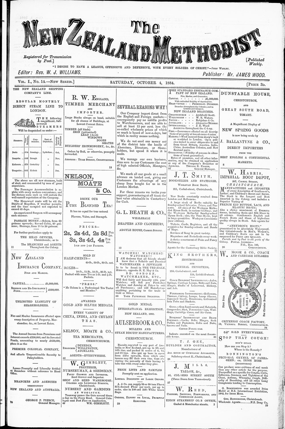 The New Zealand Methodist Times: 4th October 1884
