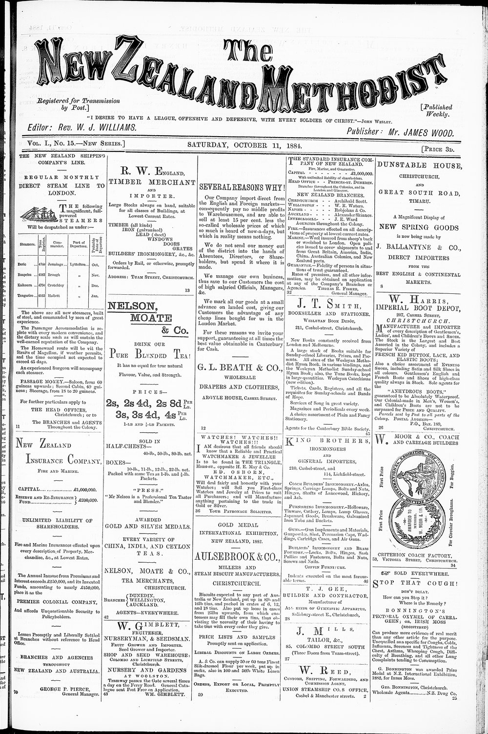 The New Zealand Methodist Times: 11th October 1884