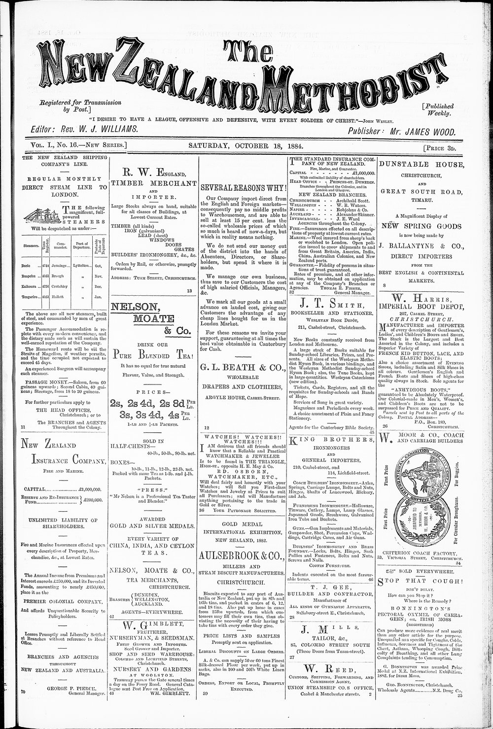 The New Zealand Methodist Times: 18th October 1884