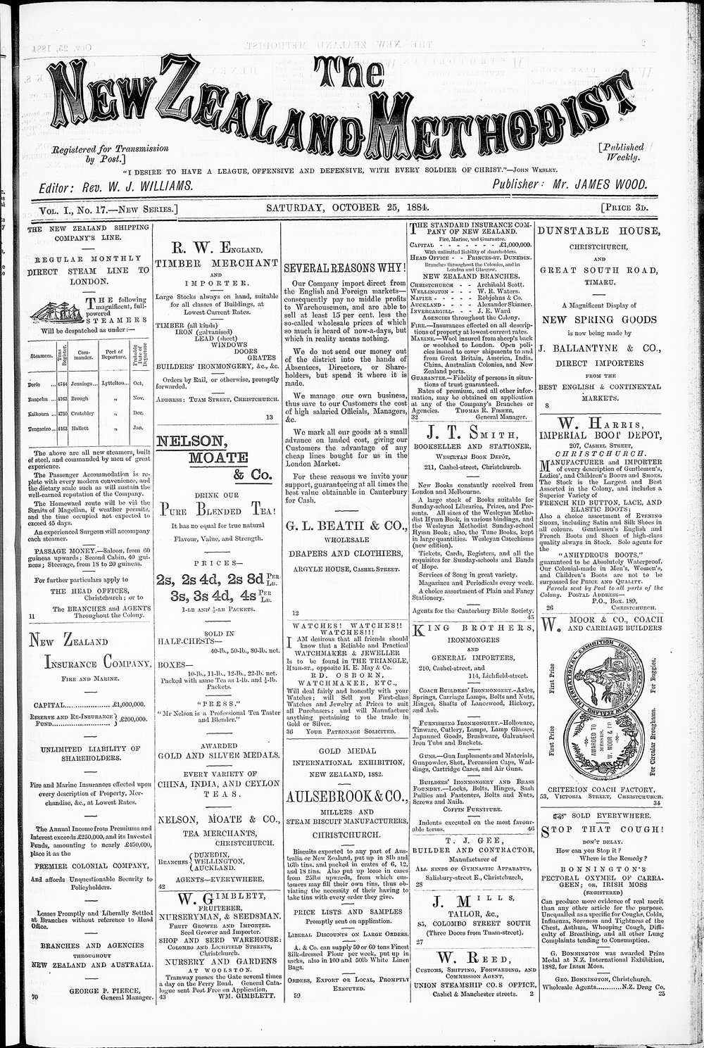 The New Zealand Methodist Times: 25th October 1884