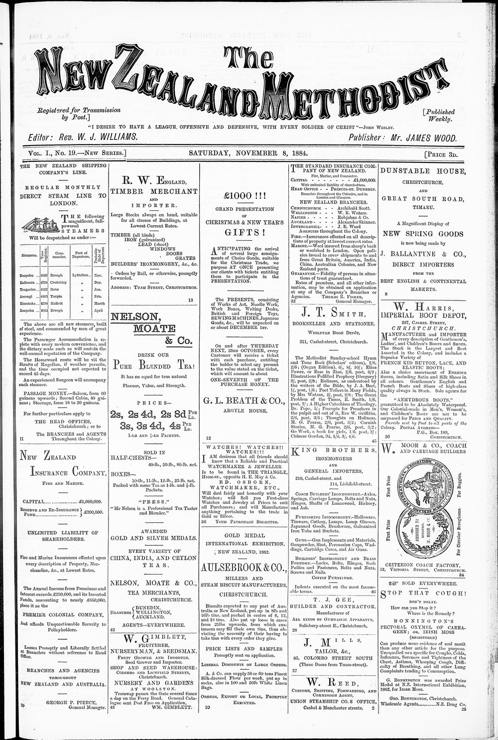 The New Zealand Methodist Times: 8th November 1884