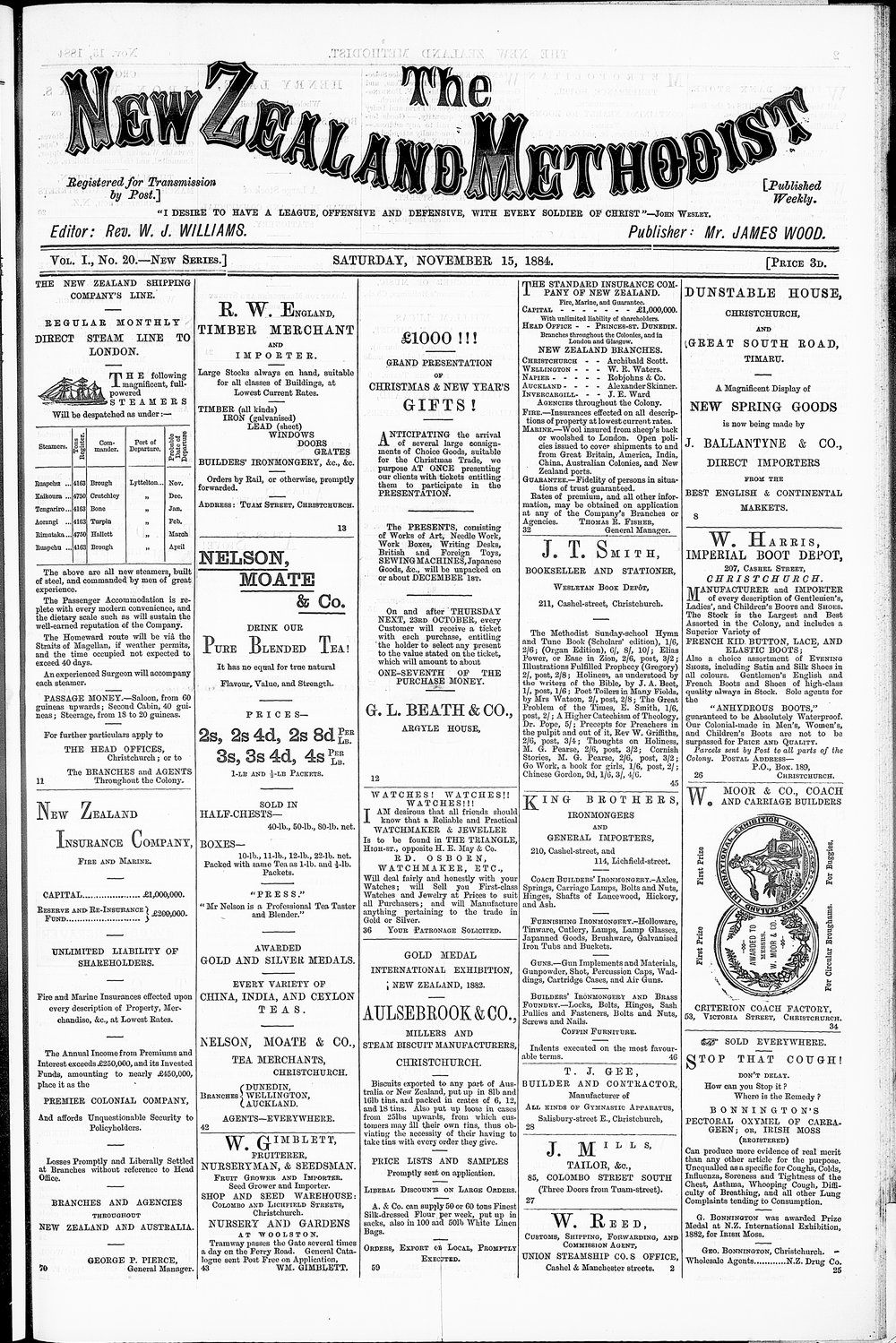 The New Zealand Methodist Times: 15th November 1884