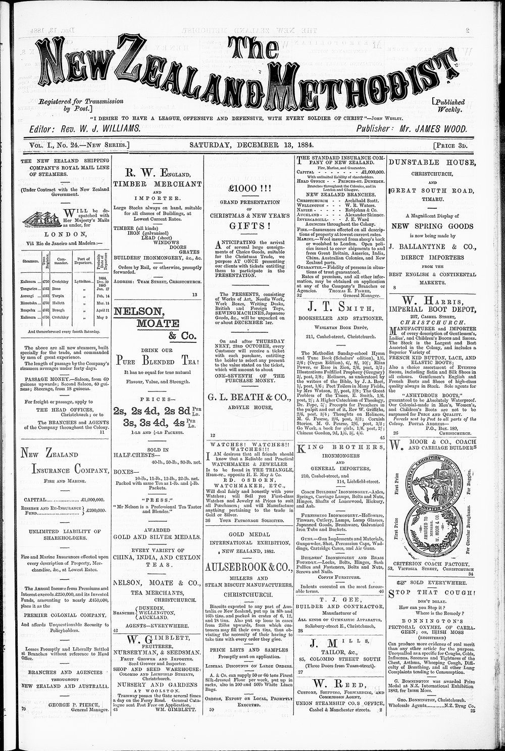 The New Zealand Methodist Times: 13th December 1884