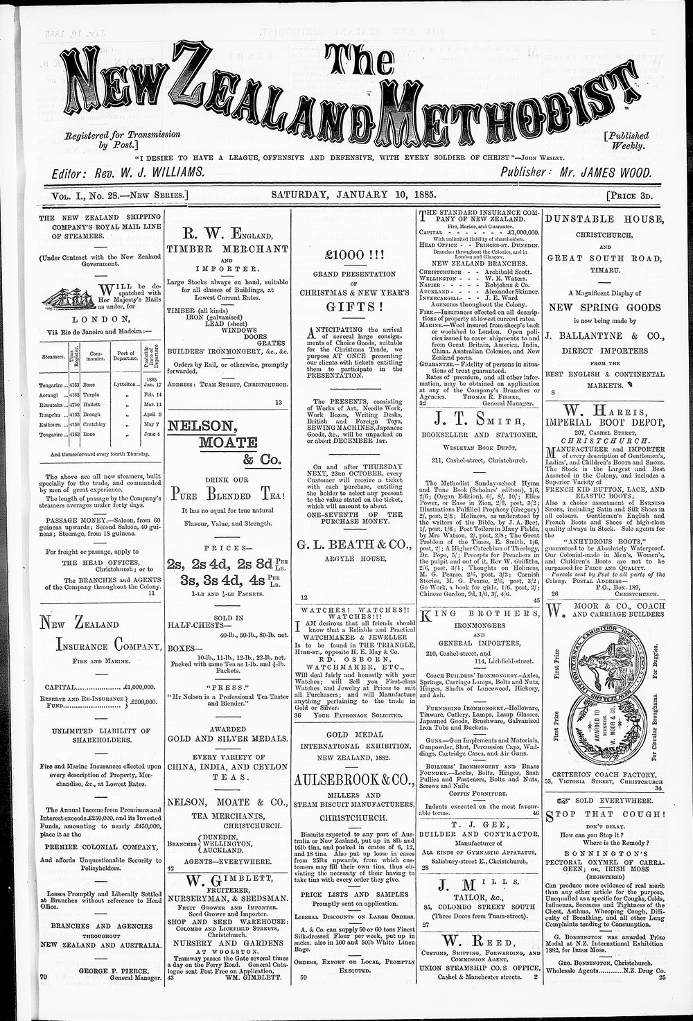 The New Zealand Methodist Times: 10th January 1885