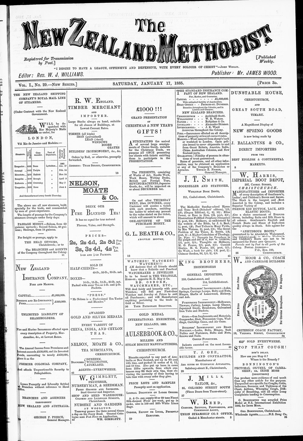 The New Zealand Methodist Times: 17th January 1885