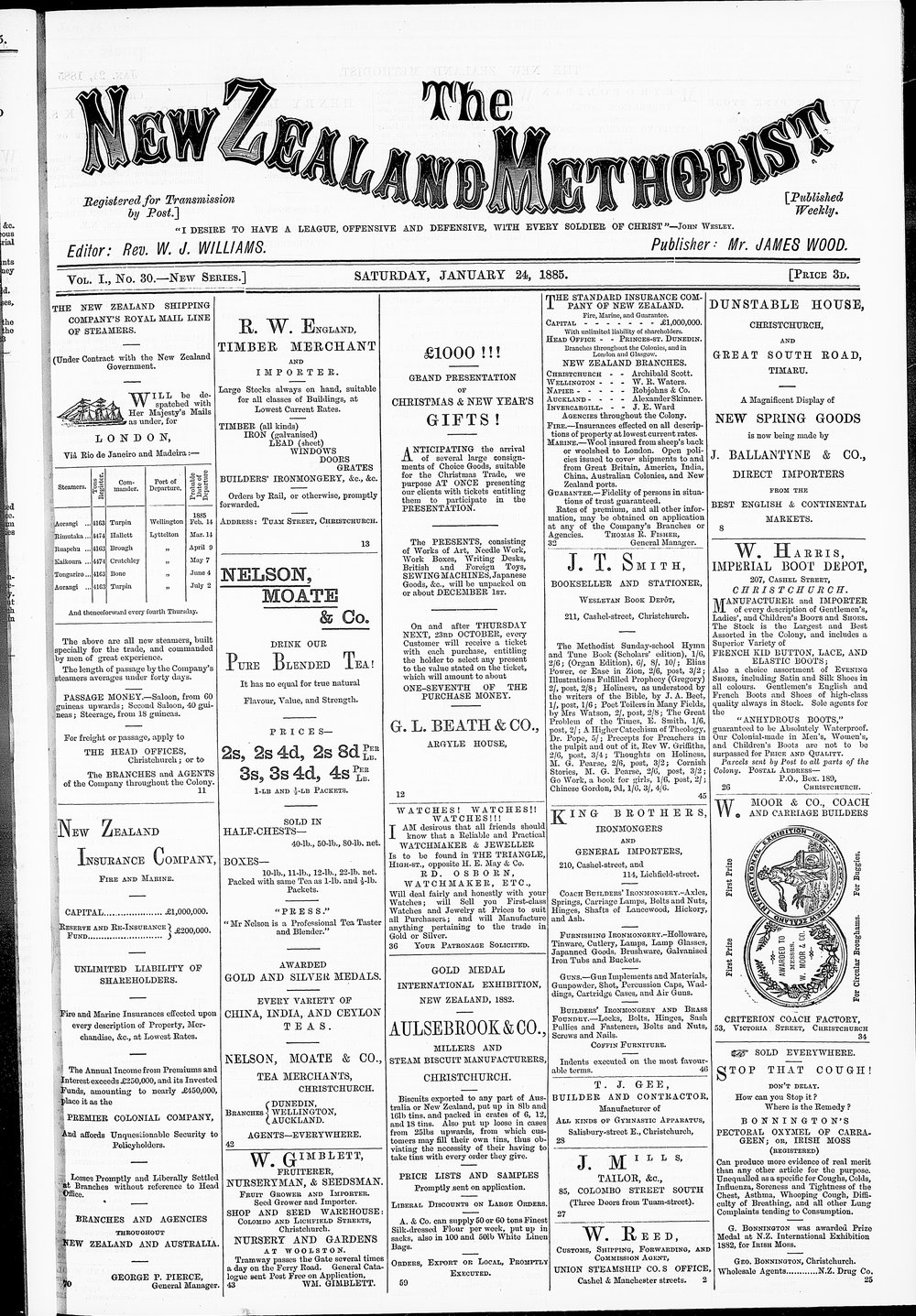 The New Zealand Methodist Times: 24th January 1885