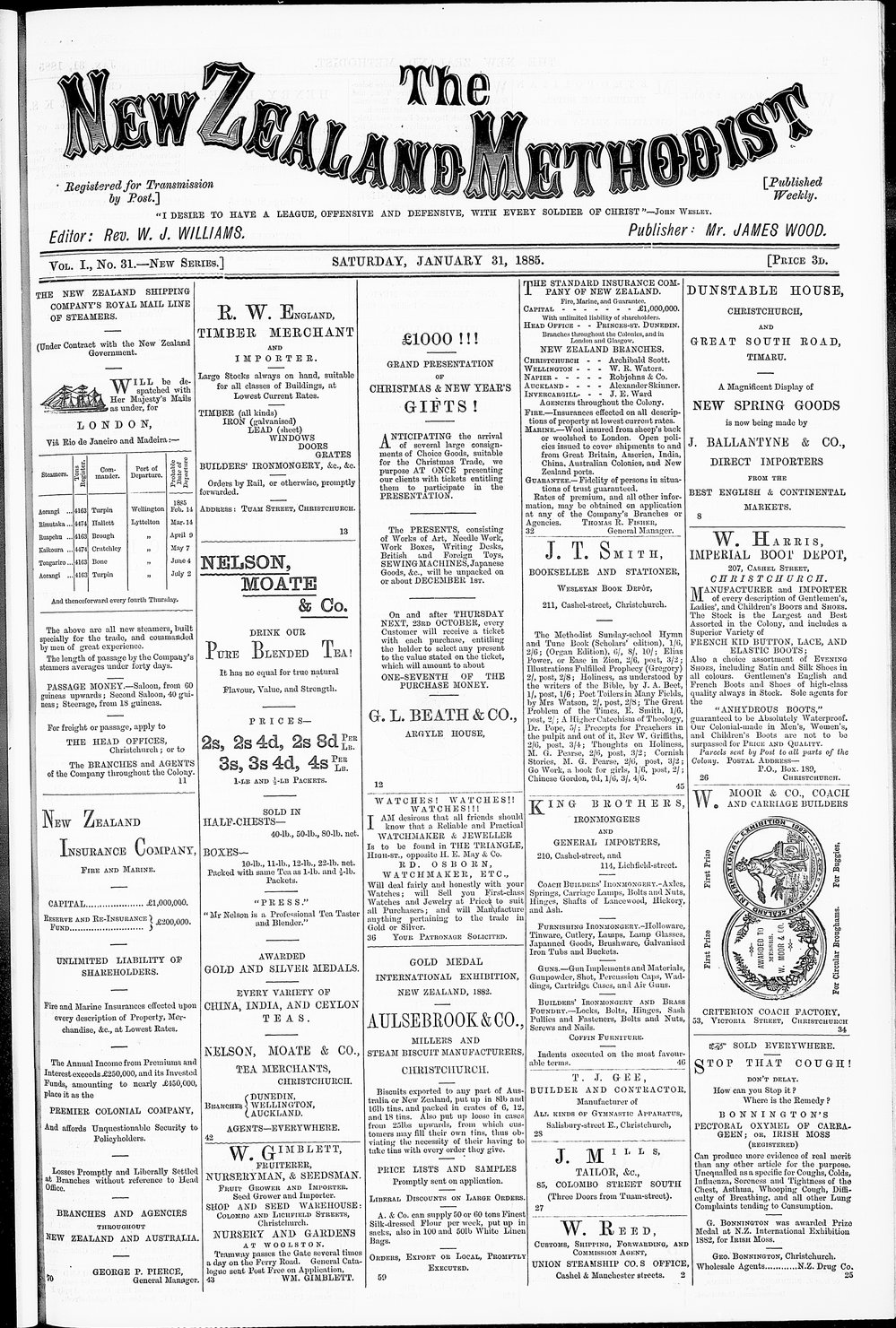 The New Zealand Methodist Times: 31st January 1885