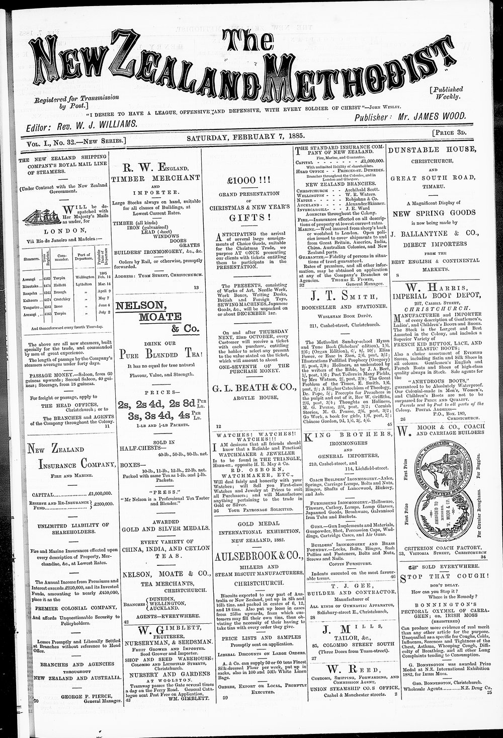 The New Zealand Methodist Times: 7th February 1885