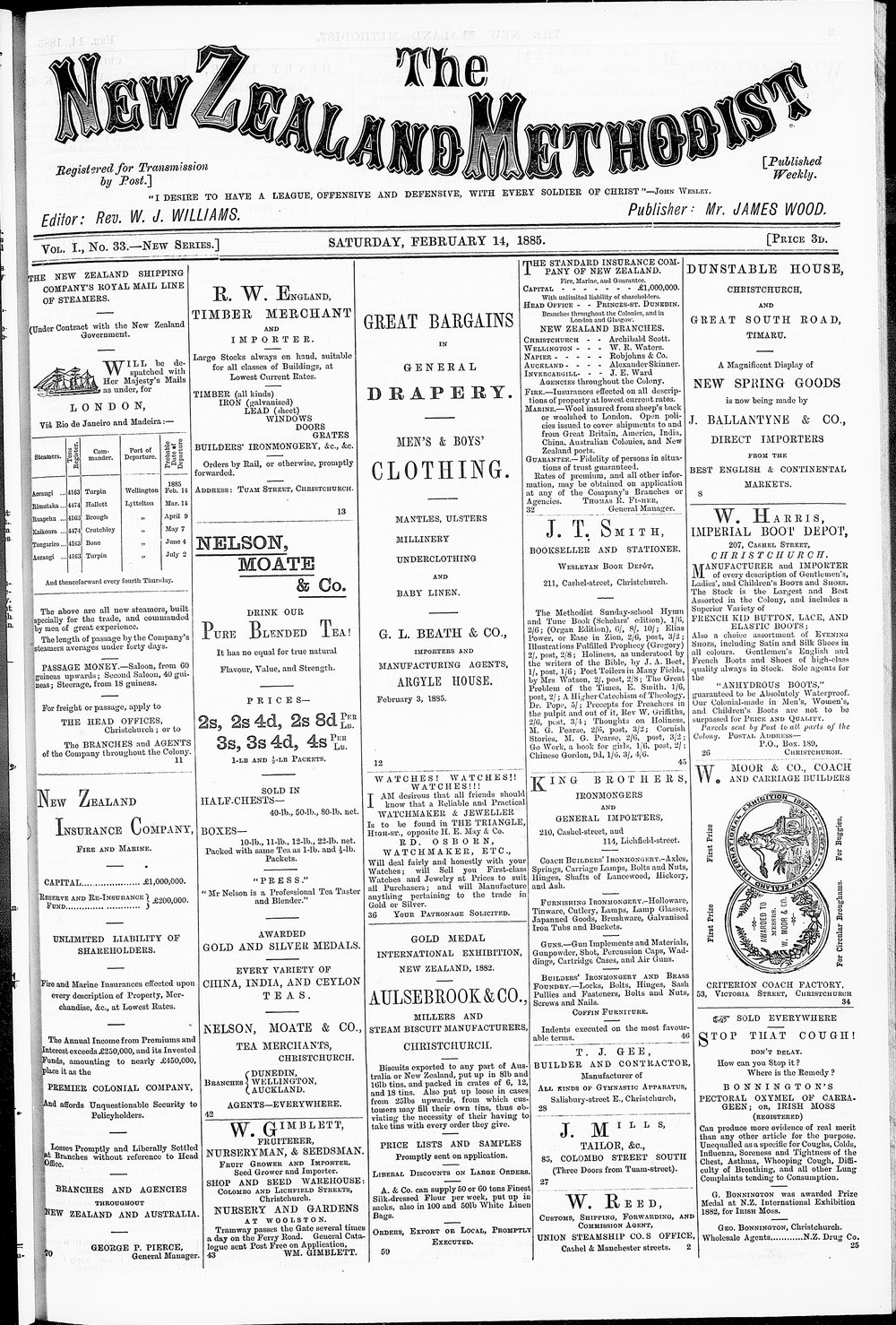 The New Zealand Methodist Times: 14th February 1885