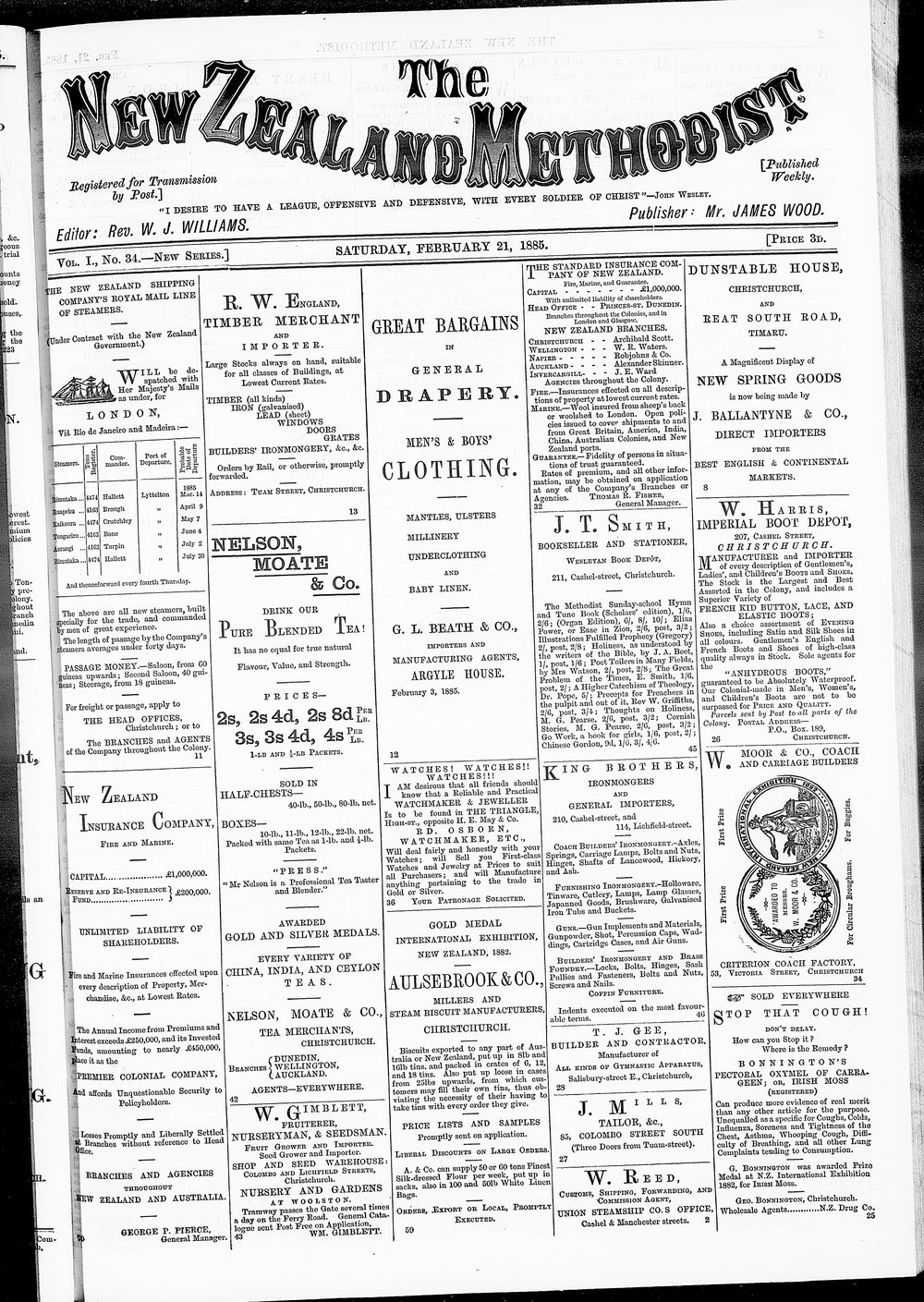 The New Zealand Methodist Times: 21st February 1885