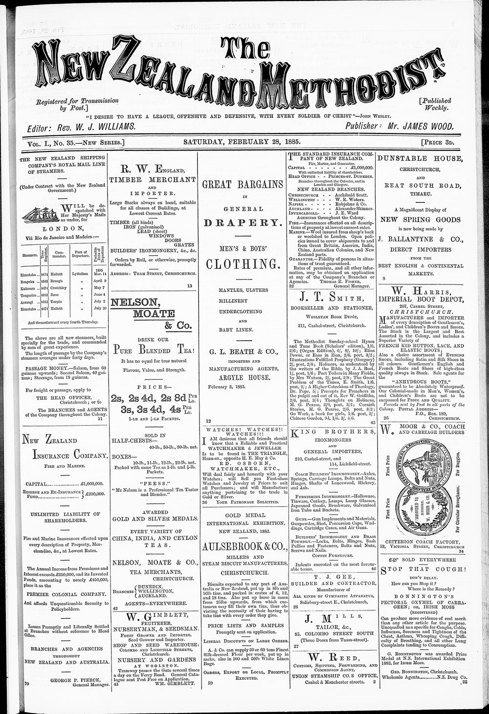 The New Zealand Methodist Times: 28th February 1885