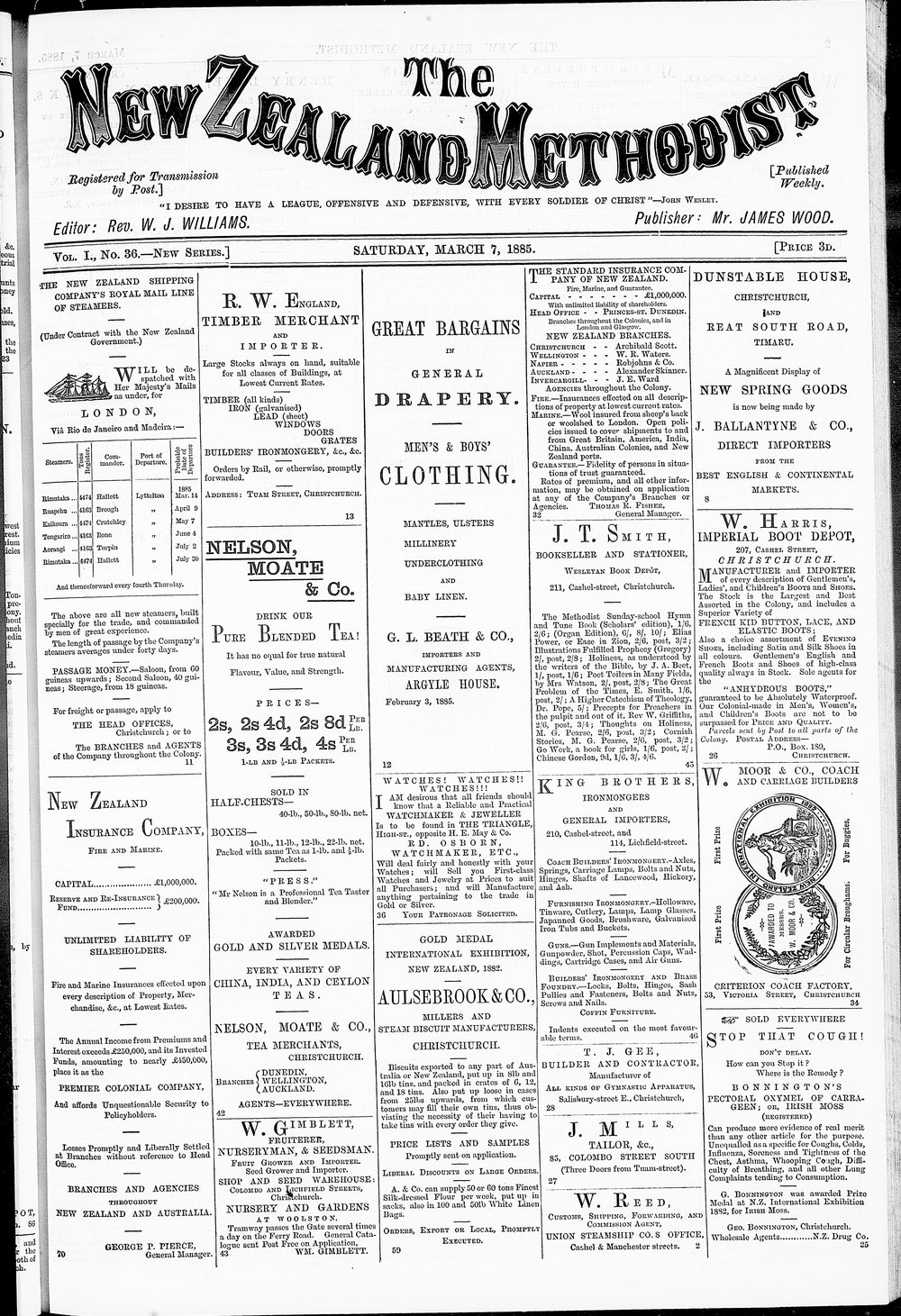 The New Zealand Methodist Times: 7th March 1885