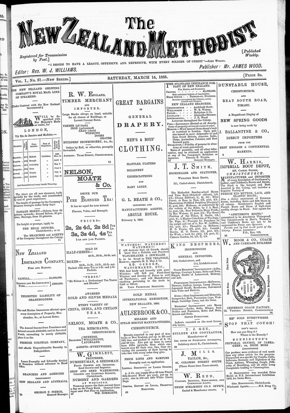 The New Zealand Methodist Times: 14th March 1885