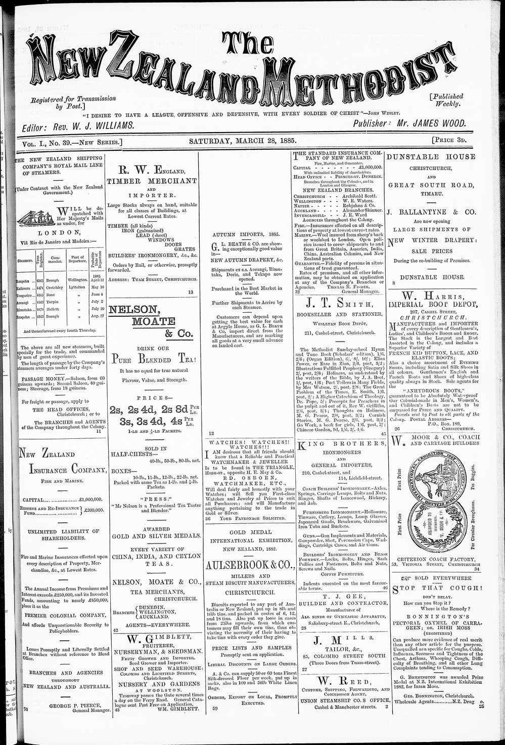 The New Zealand Methodist Times: 28th March 1885