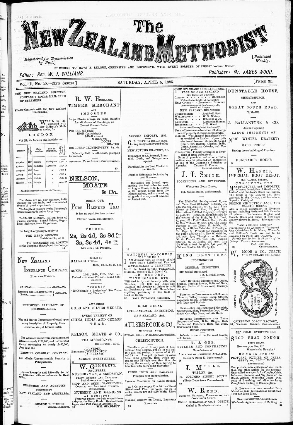 The New Zealand Methodist Times: 4th April 1885
