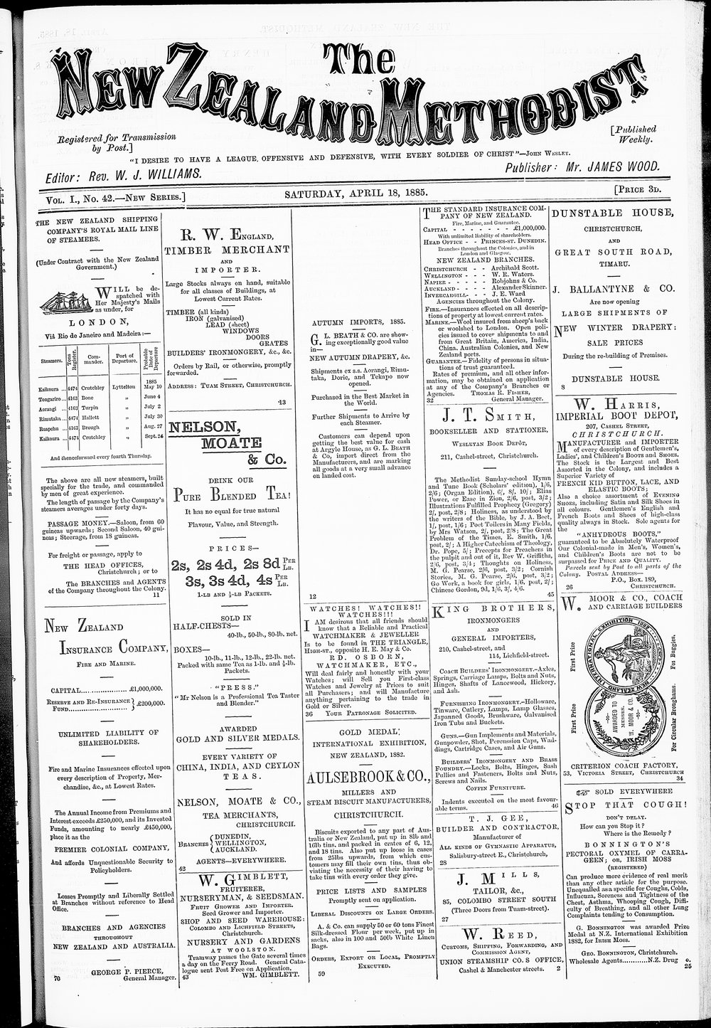 The New Zealand Methodist Times: 18th April 1885