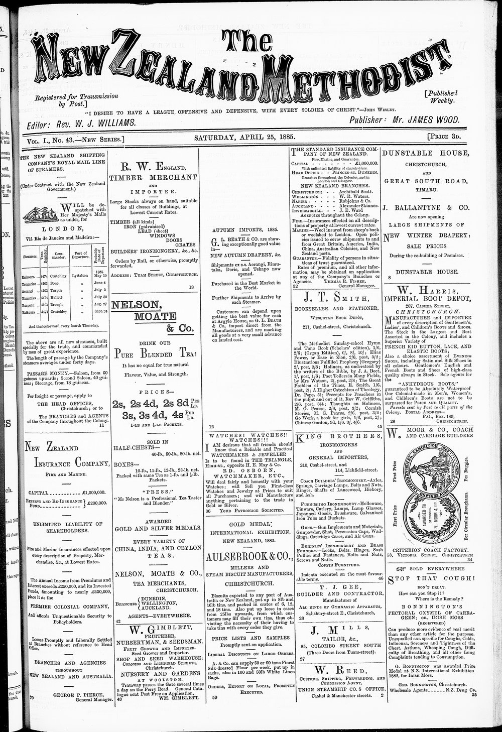 The New Zealand Methodist Times: 25th April 1885