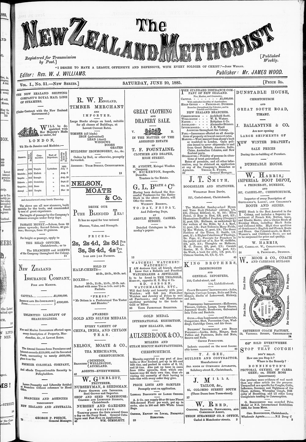 The New Zealand Methodist Times: 20th June 1885