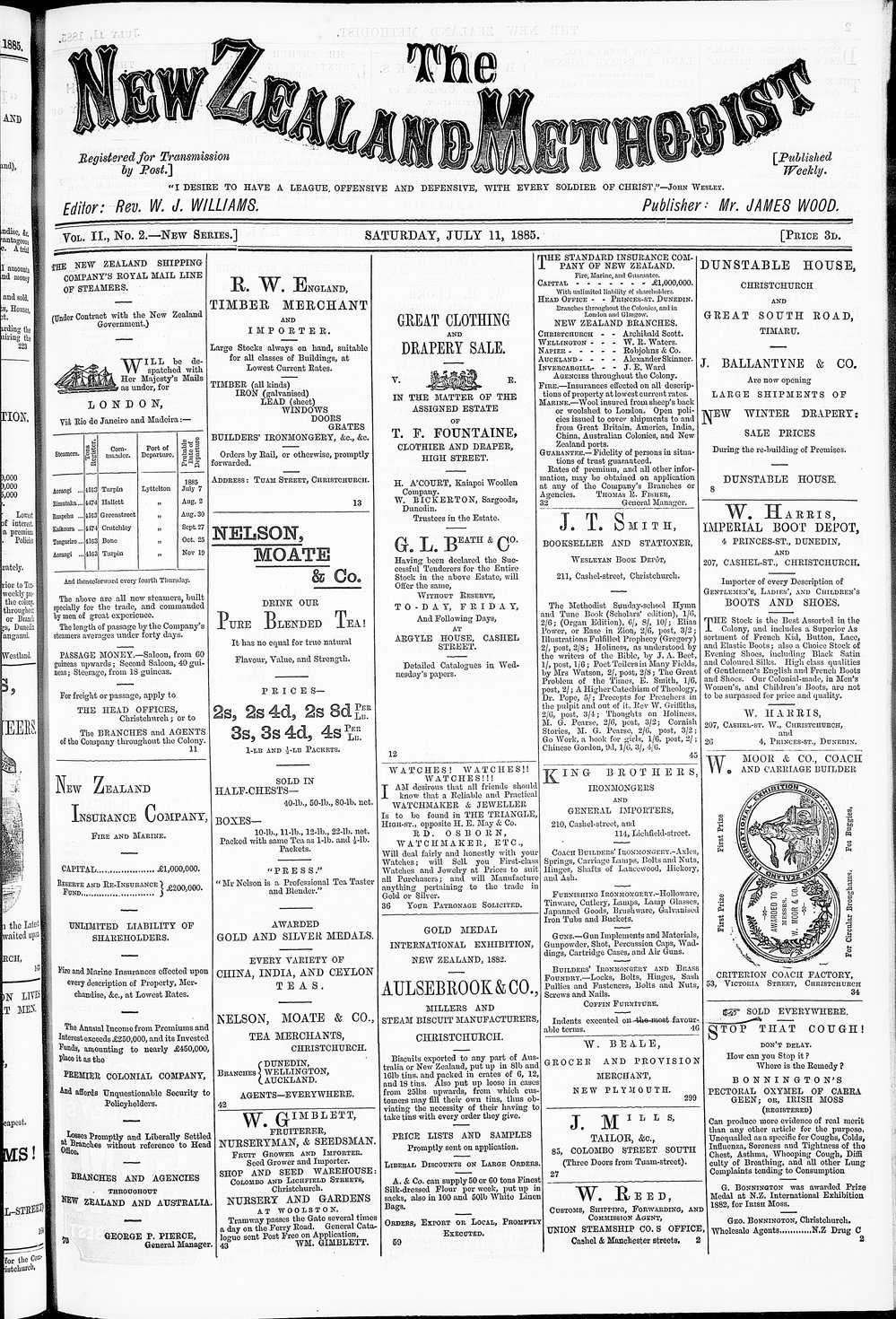 The New Zealand Methodist Times: 11th July 1885