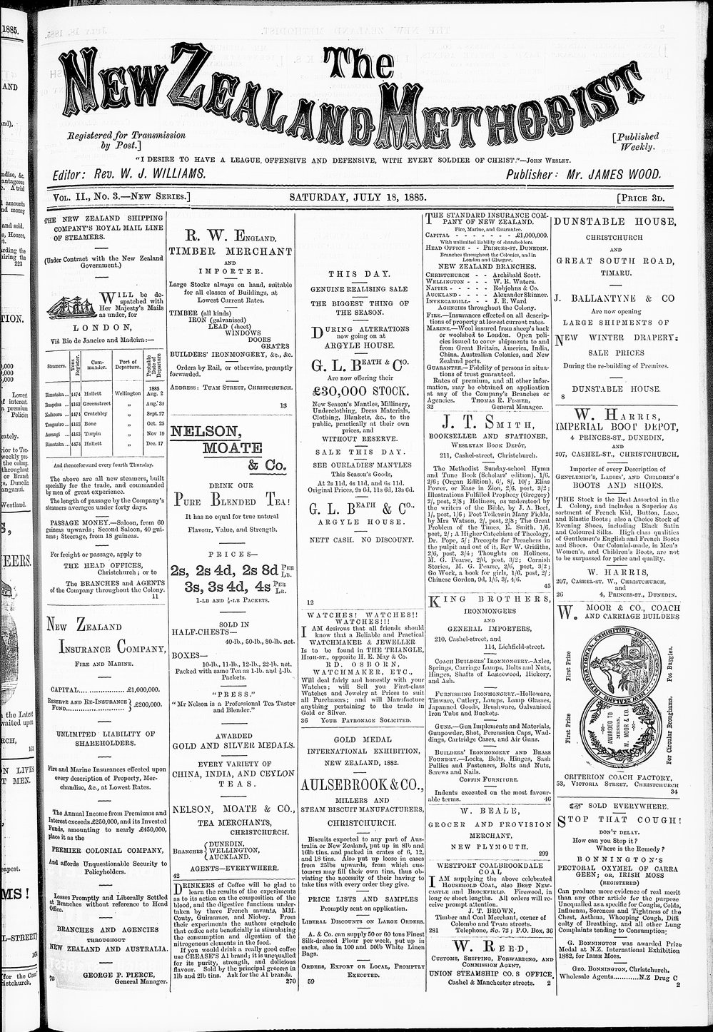 The New Zealand Methodist Times: 18th July 1885