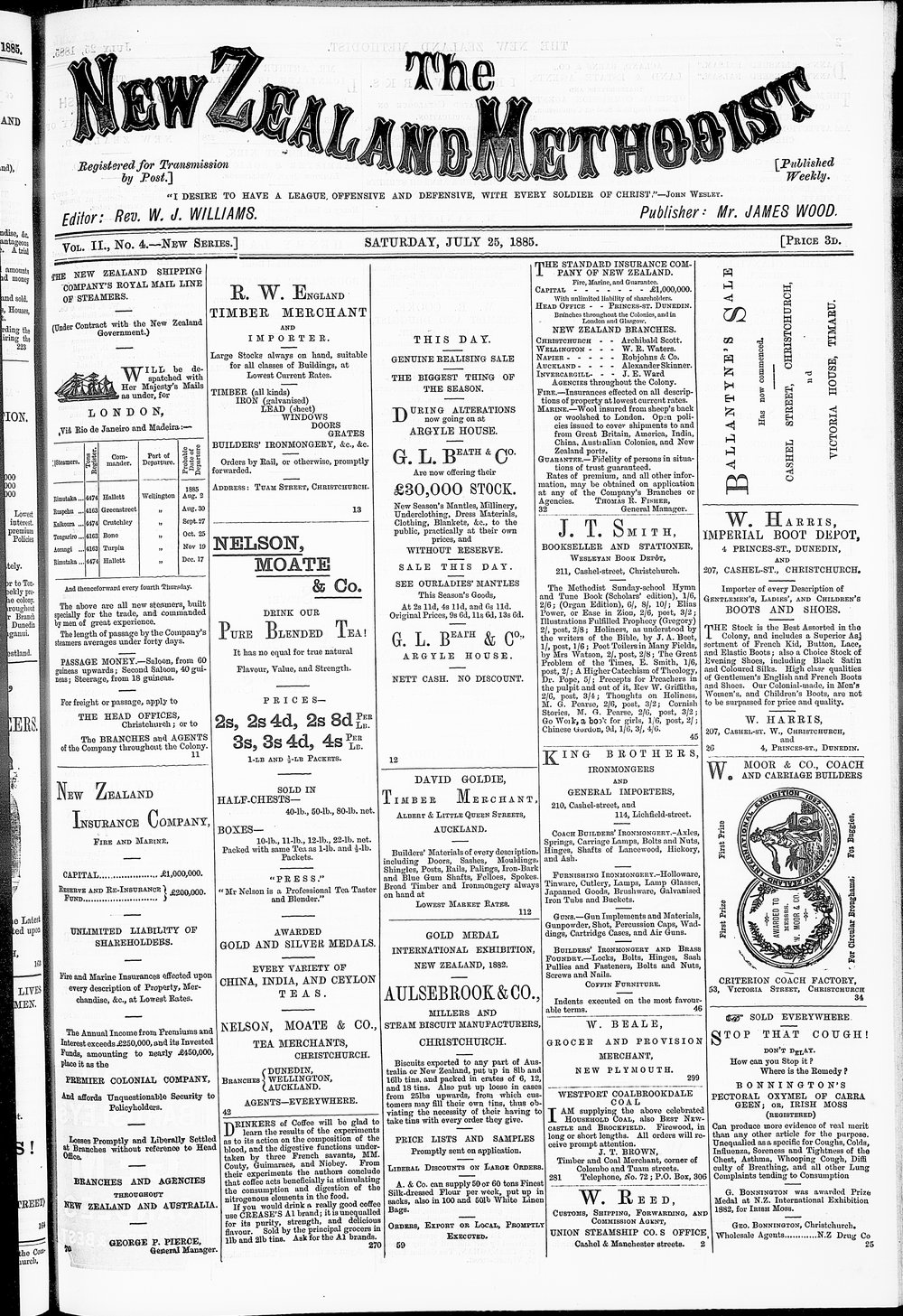 The New Zealand Methodist Times: 25th July 1885