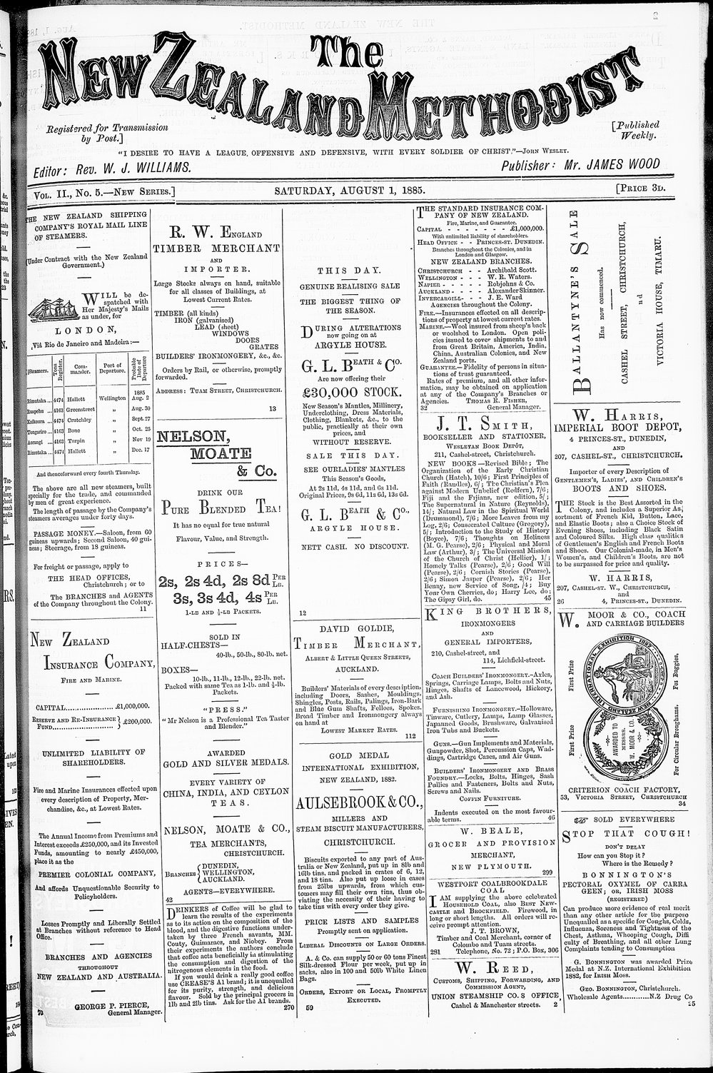 The New Zealand Methodist Times: 1st August 1885