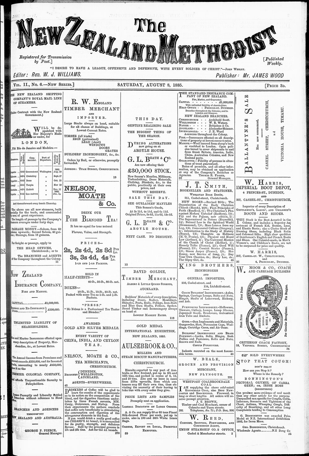 The New Zealand Methodist Times: 8th August 1885