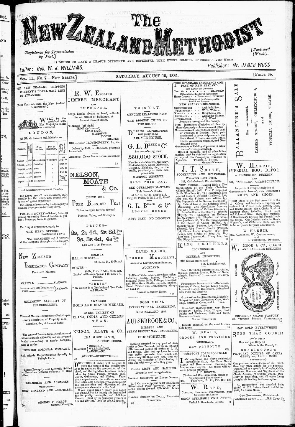 The New Zealand Methodist Times: 15th August 1885
