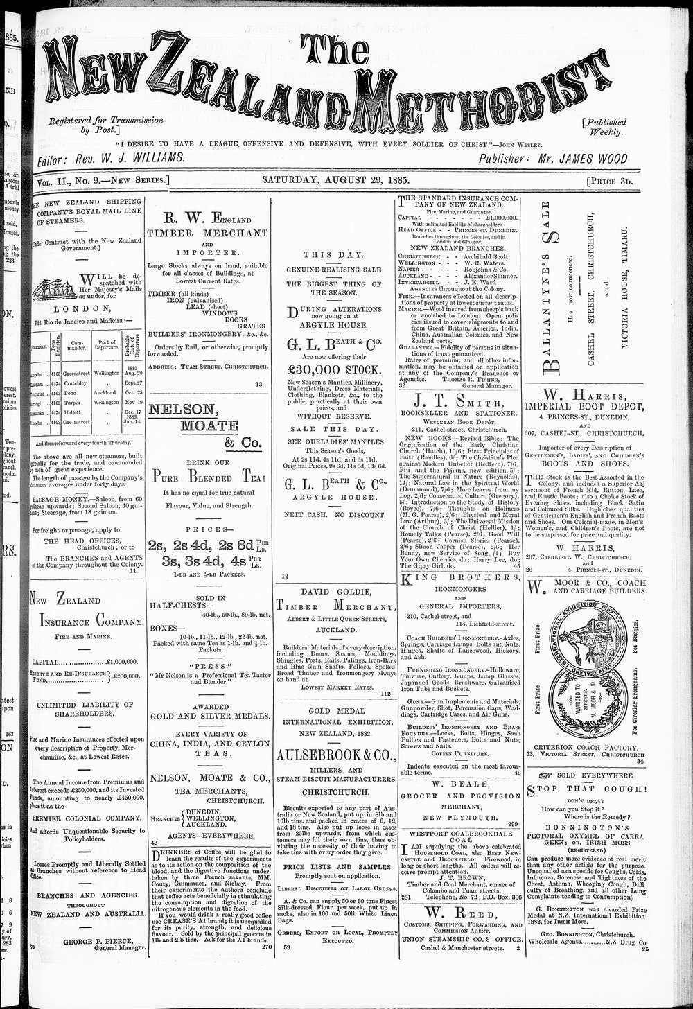 The New Zealand Methodist Times: 29th August 1885