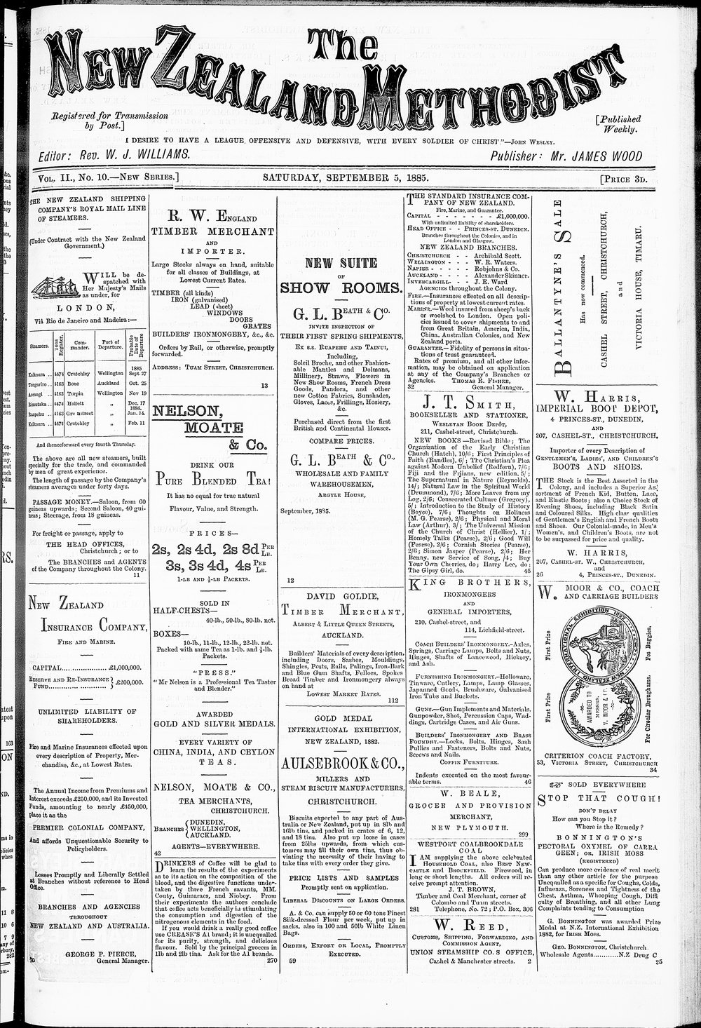 The New Zealand Methodist Times: 5th September 1885