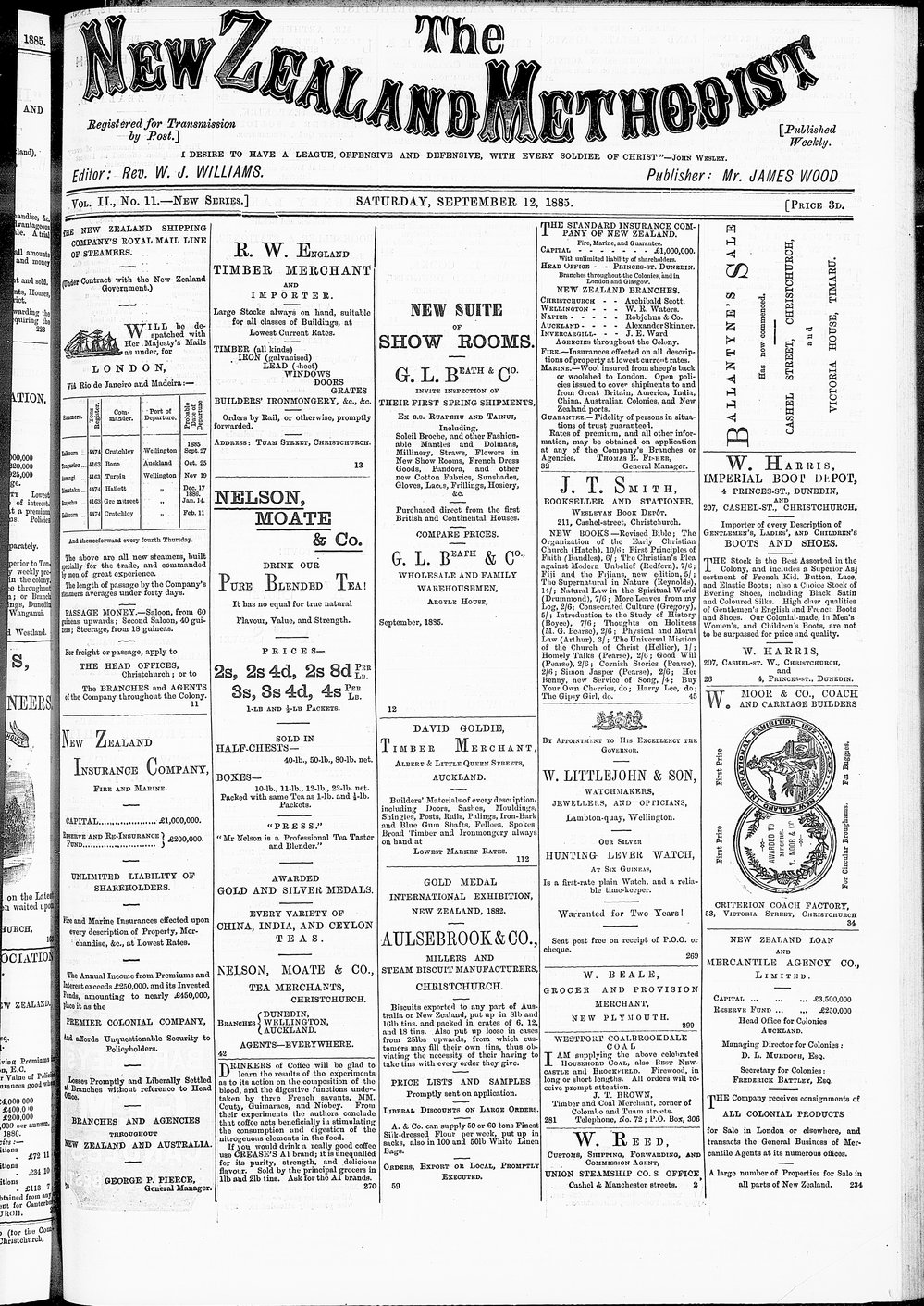 The New Zealand Methodist Times: 12th September 1885
