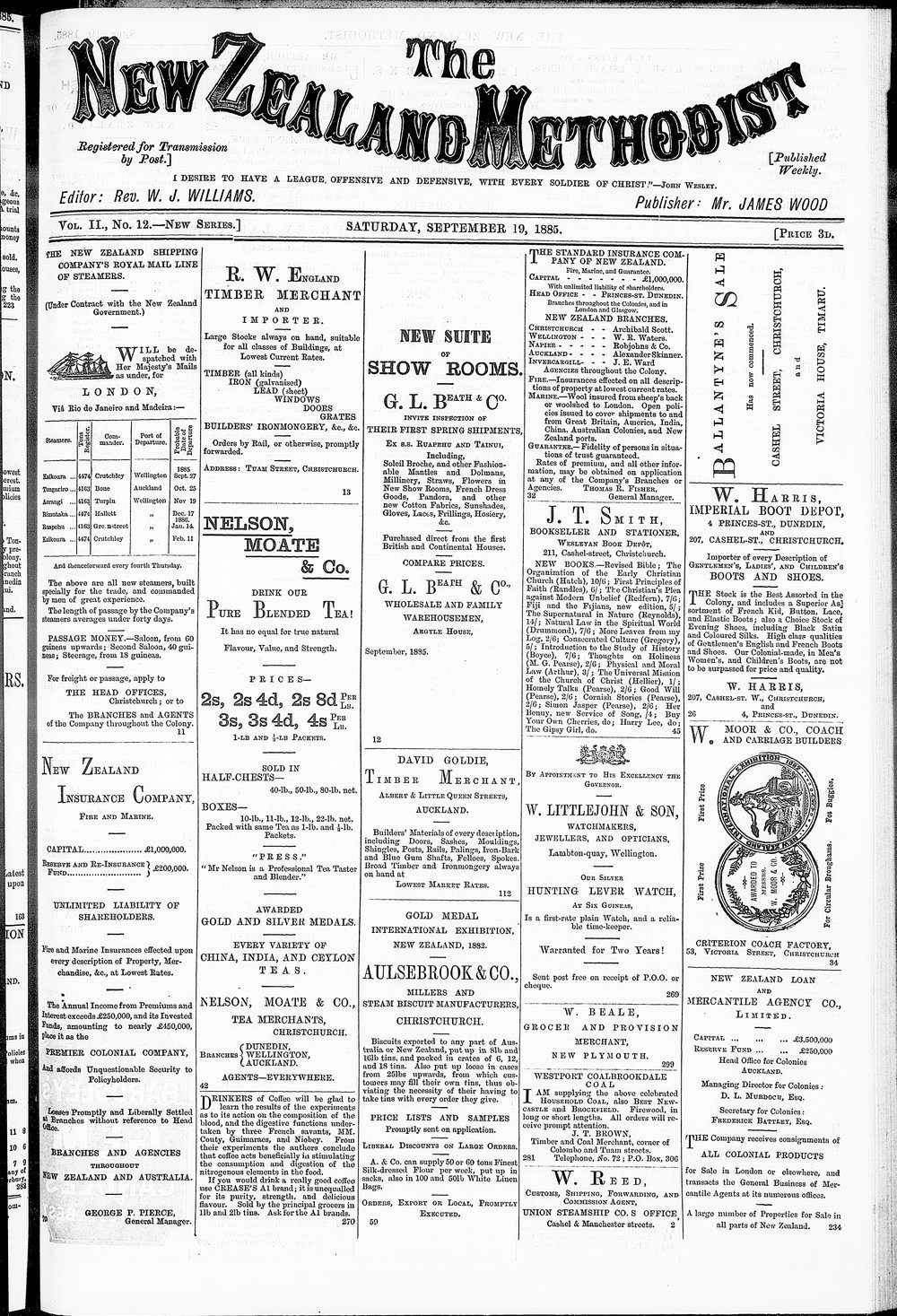 The New Zealand Methodist Times: 19th September 1885