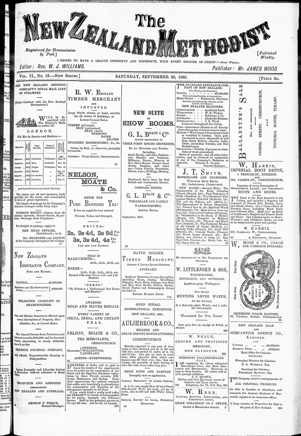 The New Zealand Methodist Times: 26th September 1885