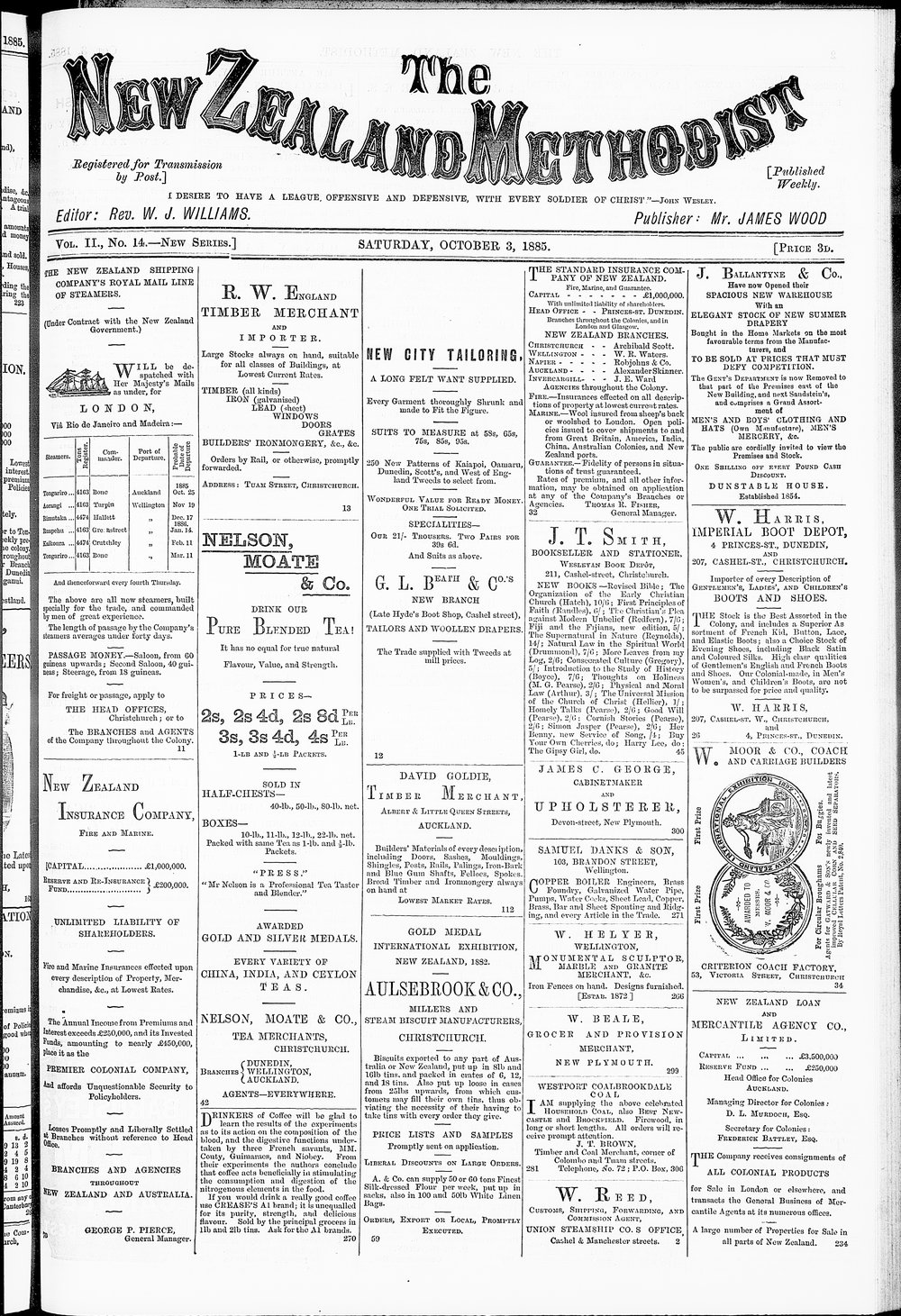 The New Zealand Methodist Times: 3rd October 1885