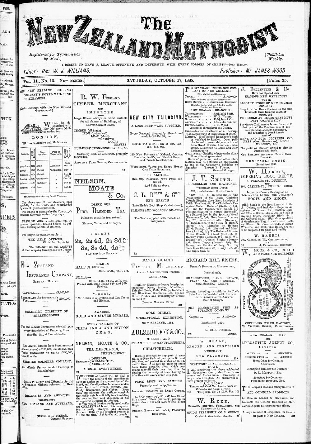 The New Zealand Methodist Times: 17th October 1885