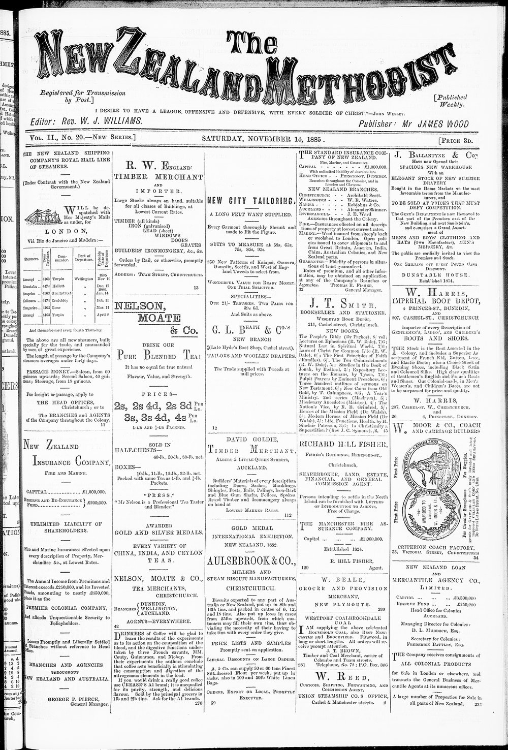 The New Zealand Methodist Times: 14th November 1885