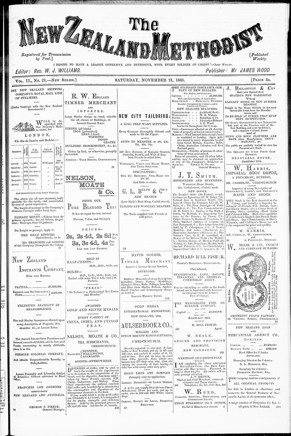 The New Zealand Methodist Times: 21st November 1885