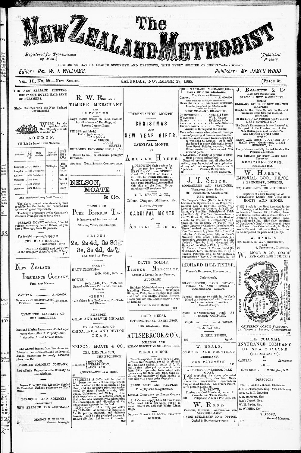 The New Zealand Methodist Times: 28th November 1885