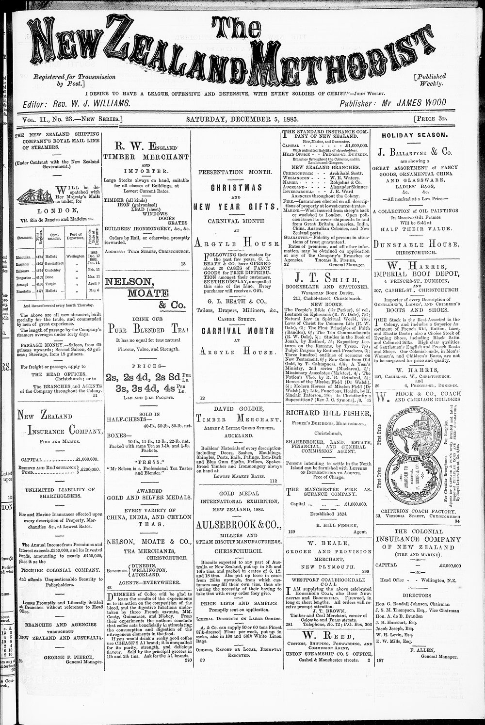 The New Zealand Methodist Times: 5th December 1885