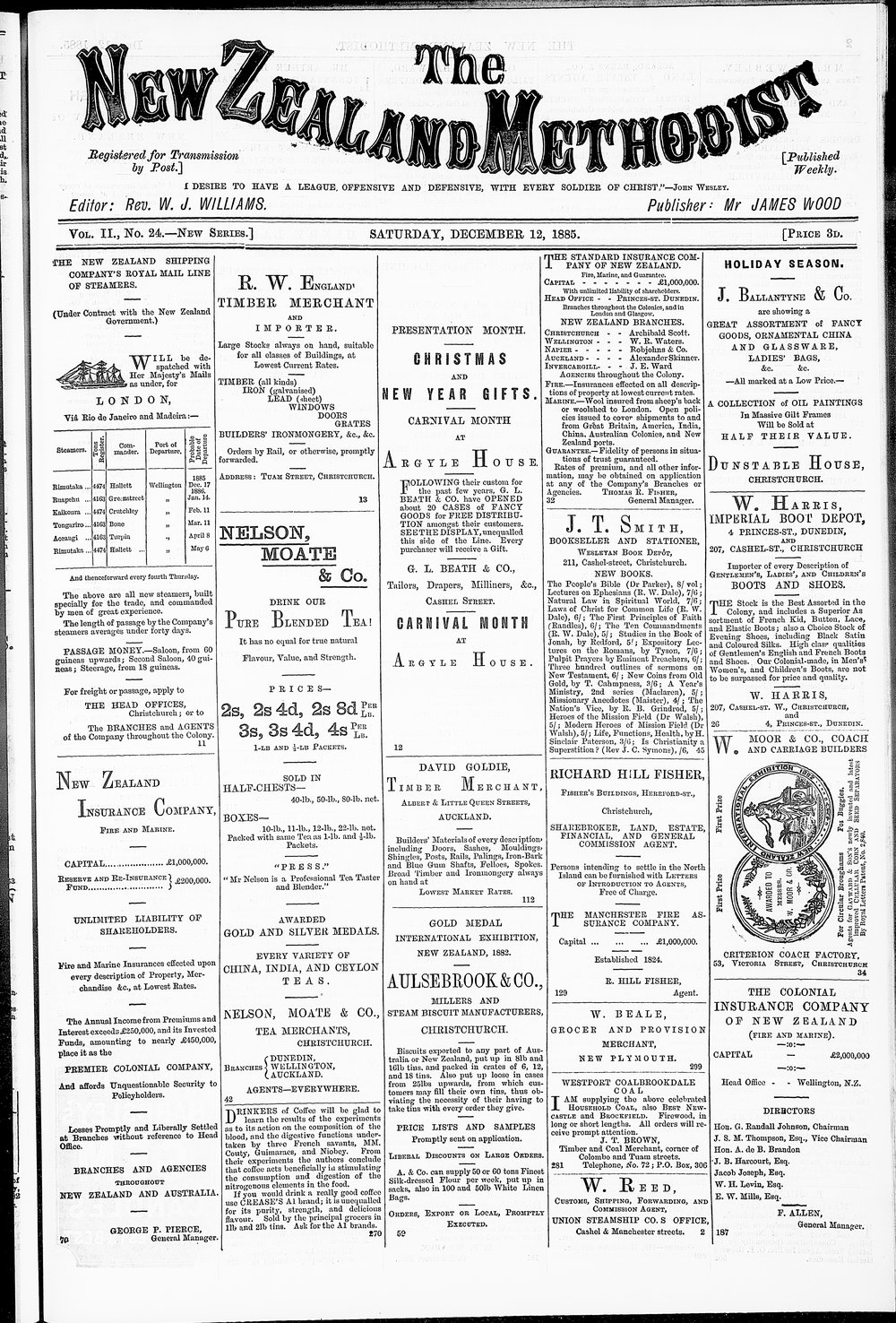 The New Zealand Methodist Times: 12th December 1885
