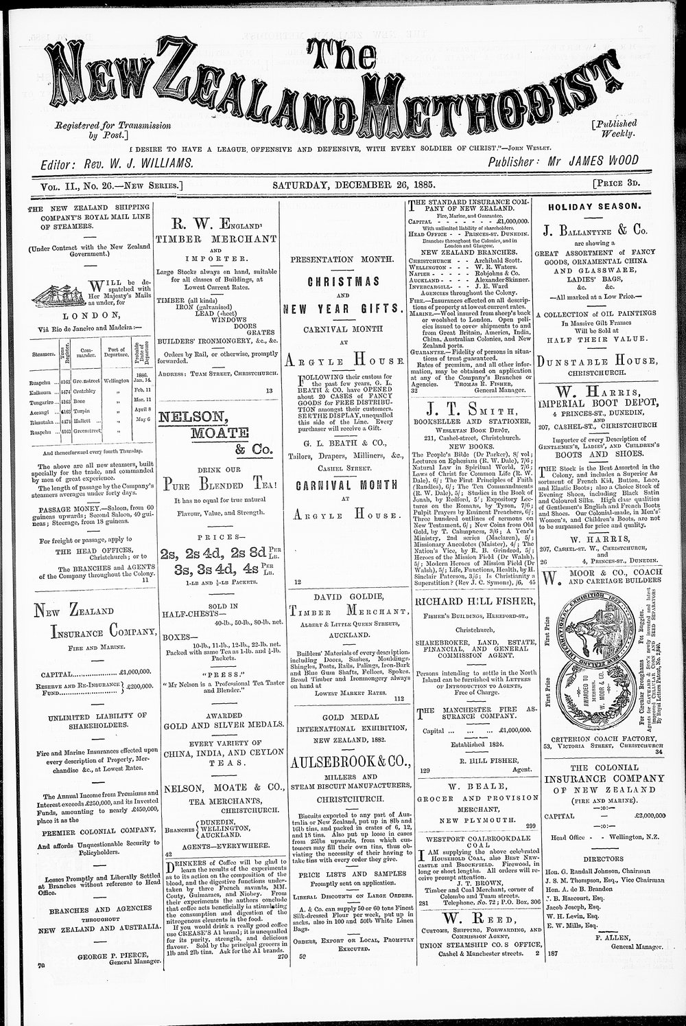 The New Zealand Methodist Times: 26th December 1885