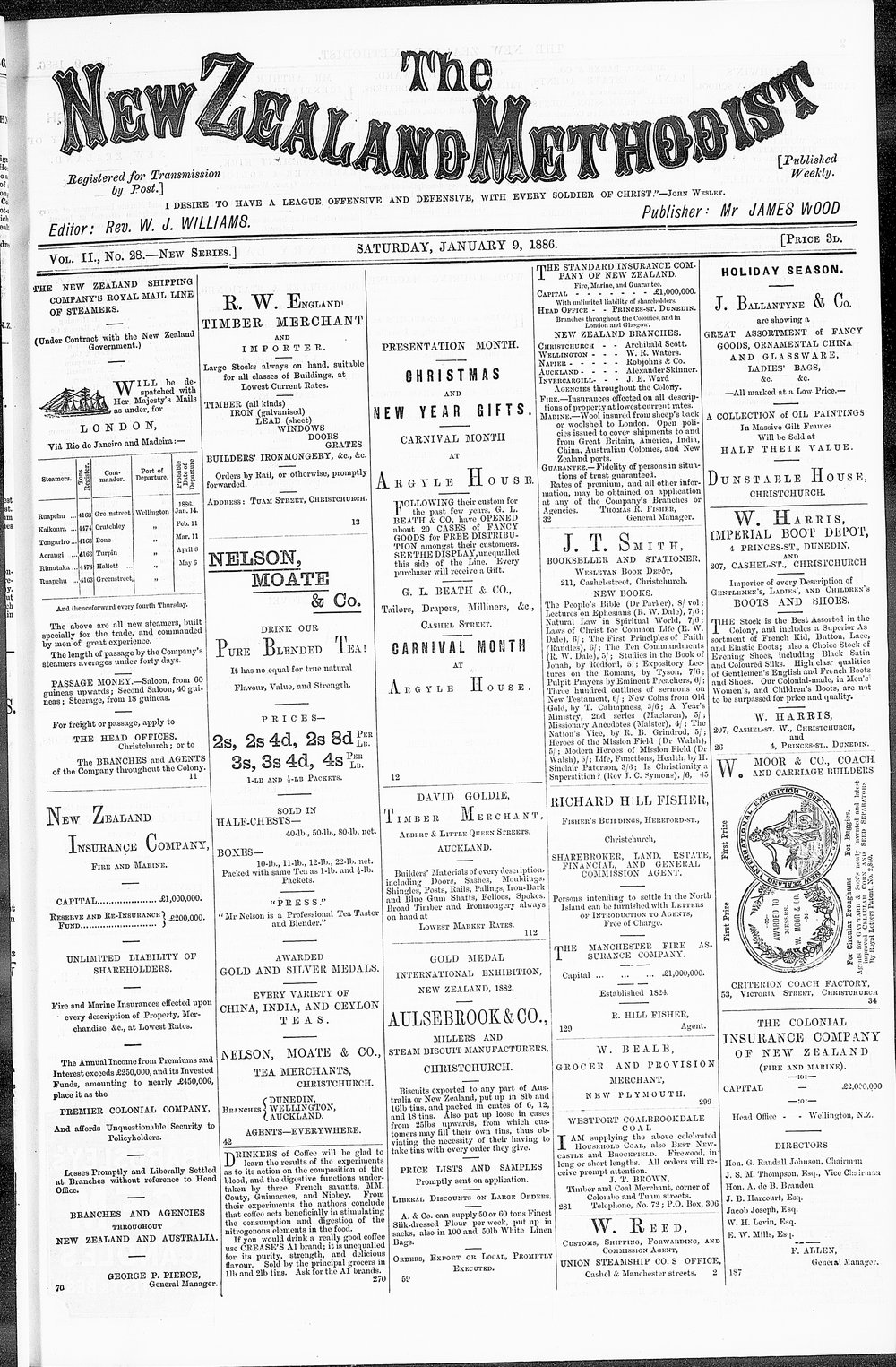 The New Zealand Methodist Times: 9th January 1886