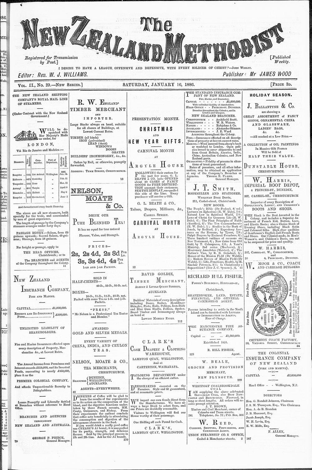The New Zealand Methodist Times: 16th January 1886