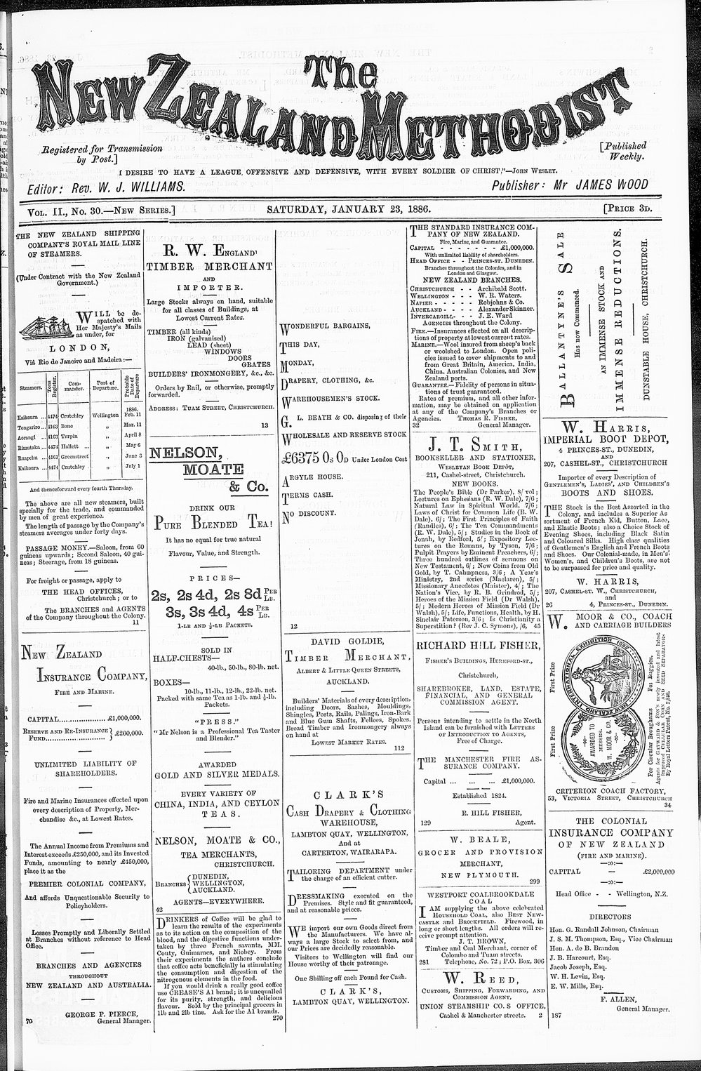 The New Zealand Methodist Times: 23rd January 1886