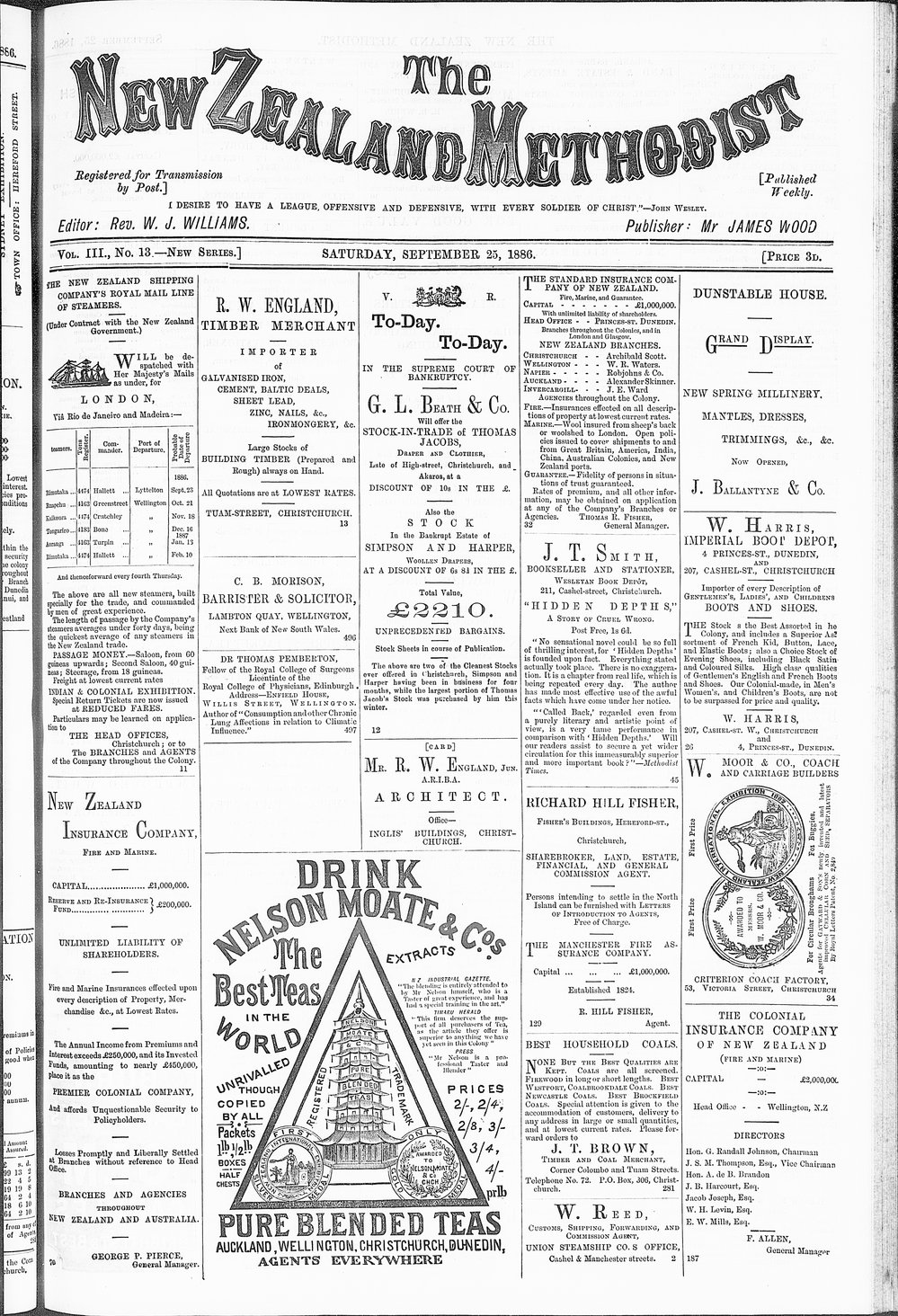 The New Zealand Methodist Times: 25th September 1886