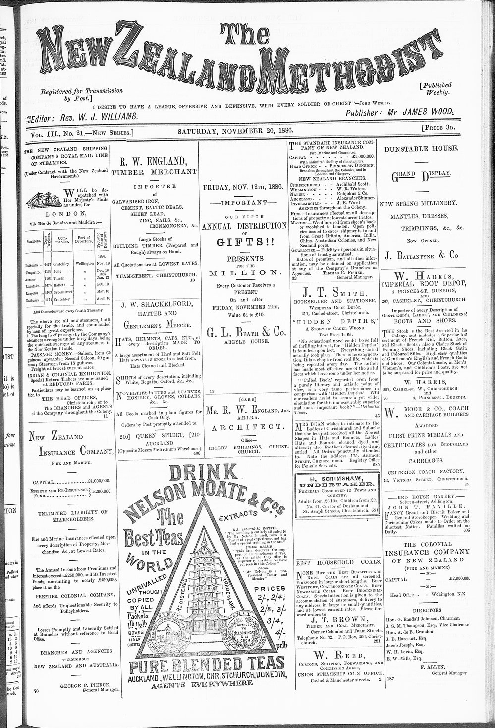 The New Zealand Methodist Times: 20th November 1886