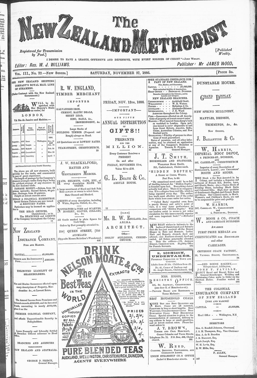 The New Zealand Methodist Times: 27th November 1886