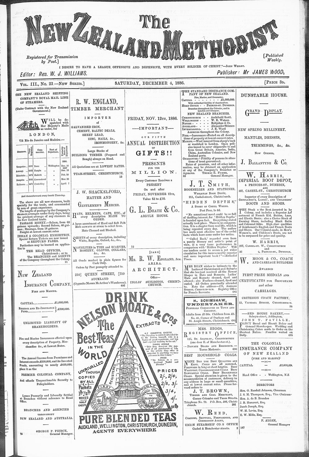 The New Zealand Methodist Times: 4th December 1886